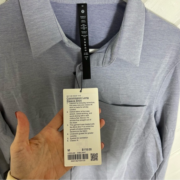 * Lululemon Commission LongSleeve Shirt M harbor Blue/White - Picture 3 of 3